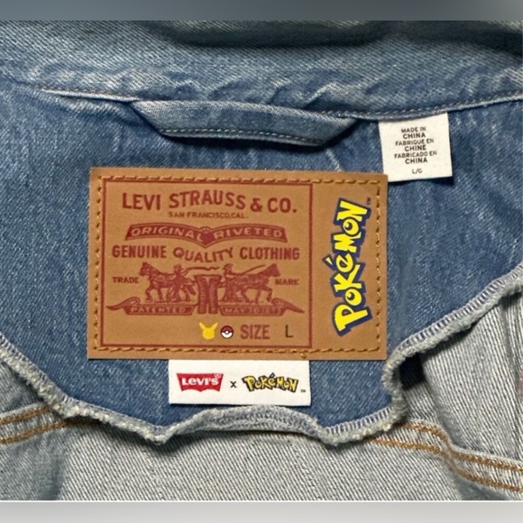 LEVIS X POKÉMON Special Anniversary Denim Jacket/Jean. RARE set! Size Lrg/34/32 - Picture 10 of 12